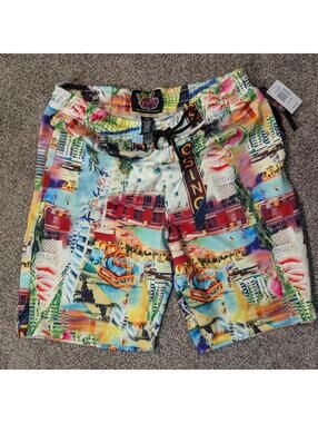 Drill Clothing Co Retro Casino Hotel Shorts Large NWT Motel Graphic D2307-Y2372